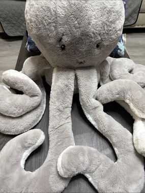 Plush Gray Octopus Stuffed Animal - Soft Cuddly Sea Buddy
